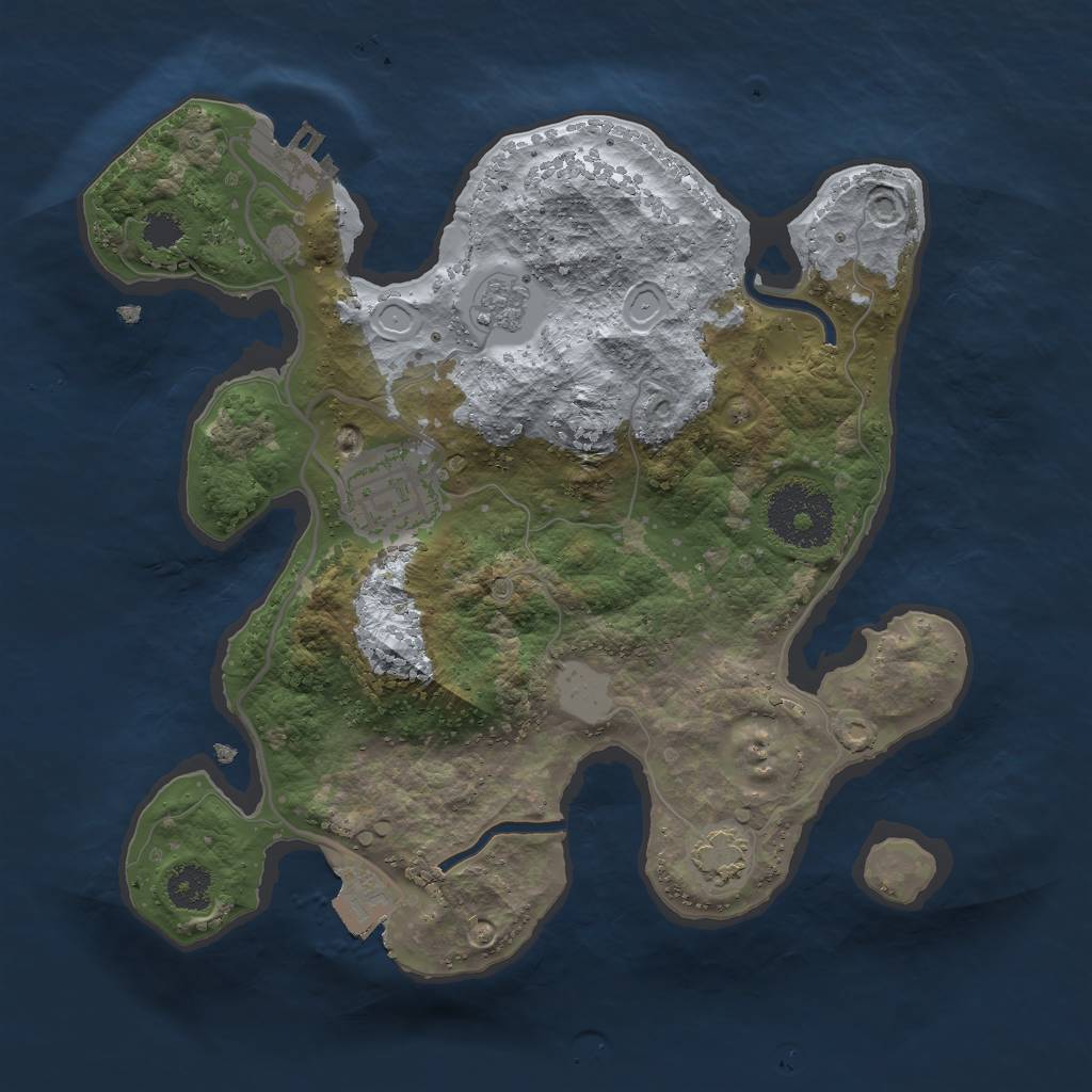 Rust Map: Procedural Map, Size: 2503, Seed: 1, 7 Monuments