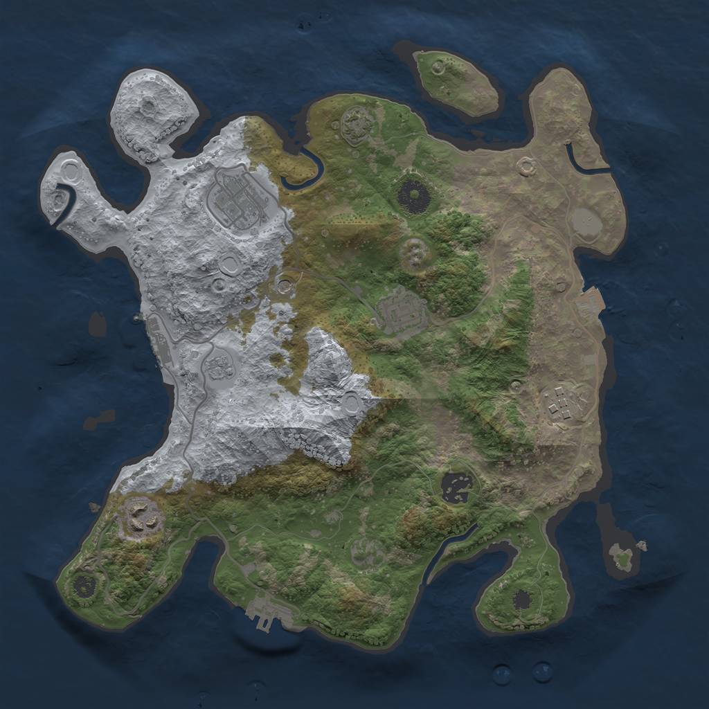 Rust Map: Procedural Map, Size: 3250, Seed: 1852774855, 13 Monuments