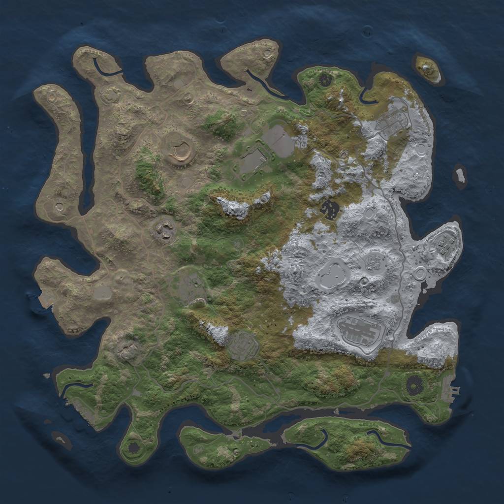Rust Map: Procedural Map, Size: 4000, Seed: 1191683708, 17 Monuments