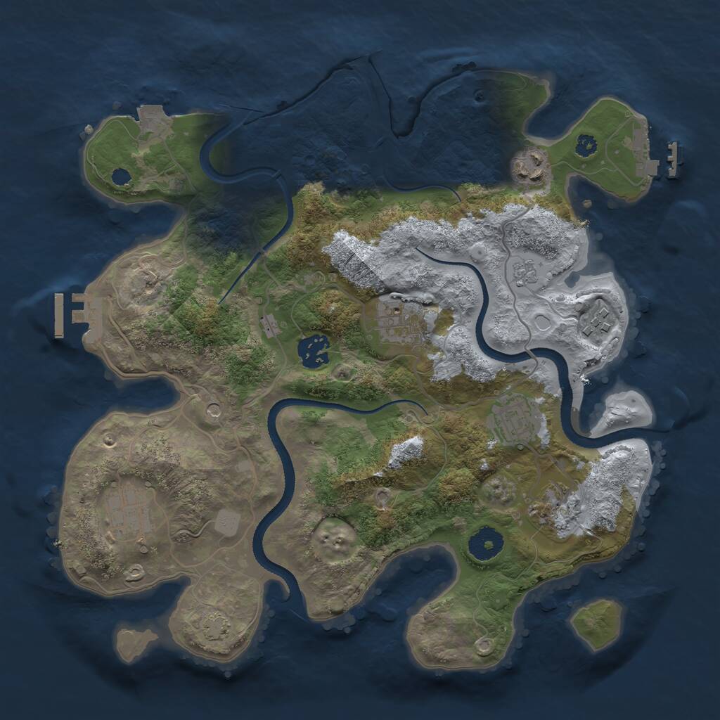 Rust Map: Procedural Map, Size: 3250, Seed: 1618508123, 13 Monuments