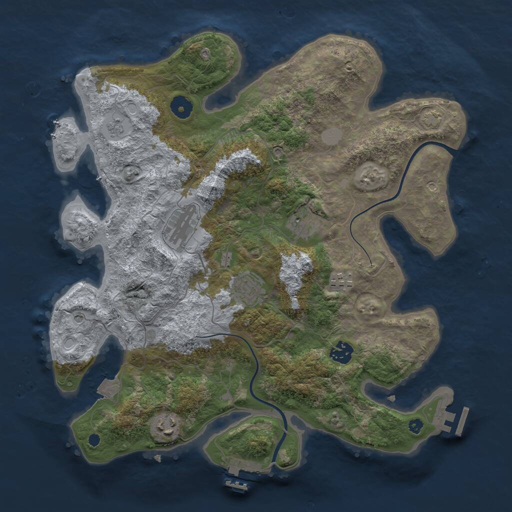 Rust Map: Procedural Map, Size: 3500, Seed: 10100101, 12 Monuments