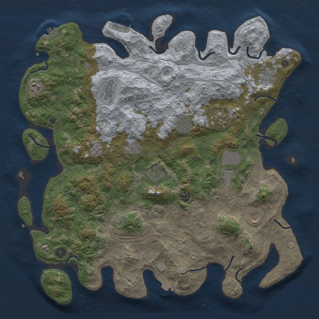 Rust Map: Procedural Map, Size: 4500, Seed: 836042665, 19 Monuments