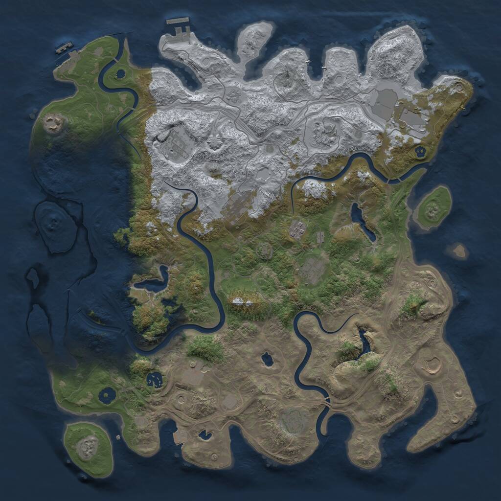 Rust Map: Procedural Map, Size: 4500, Seed: 836042665, 17 Monuments