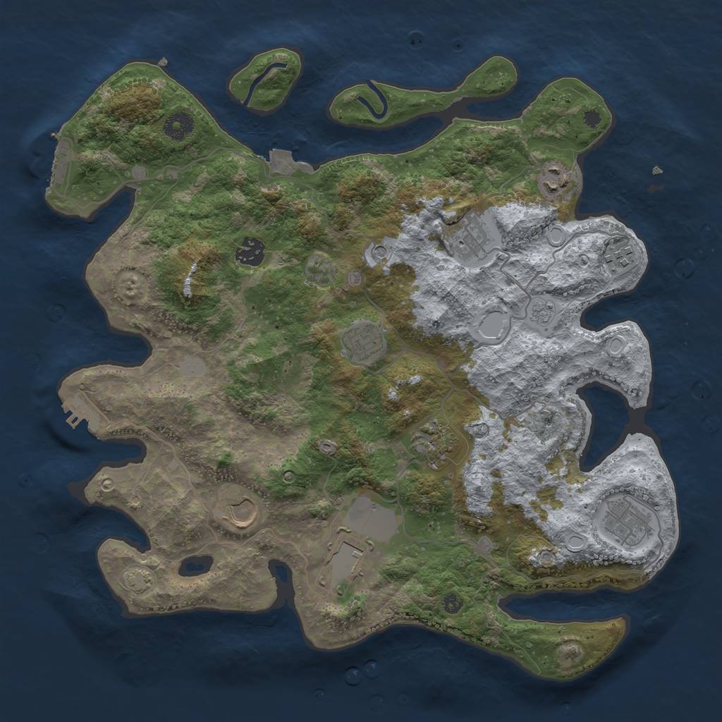 Rust Map: Procedural Map, Size: 3750, Seed: 1779195537, 17 Monuments