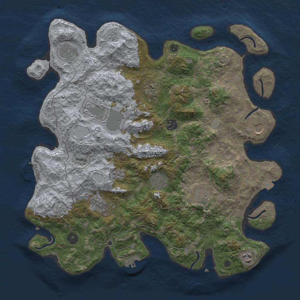 Rust Map: Procedural Map, Size: 4000, Seed: 370425887, 18 Monuments