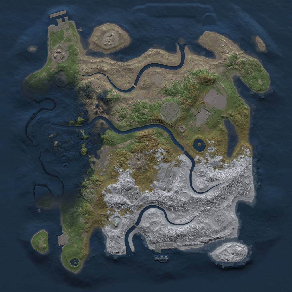 Rust Map: Procedural Map, Size: 3500, Seed: 2945291, 12 Monuments