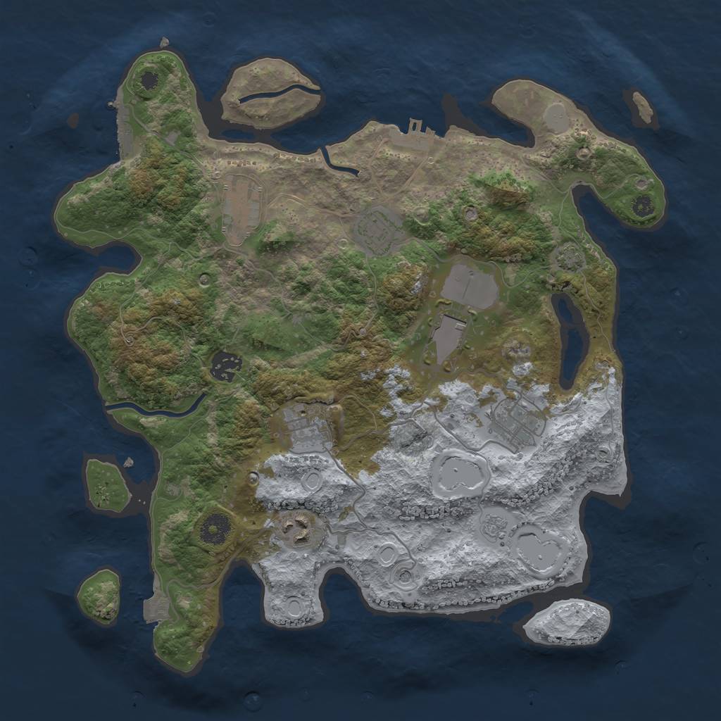 Rust Map: Procedural Map, Size: 3500, Seed: 2945291, 15 Monuments