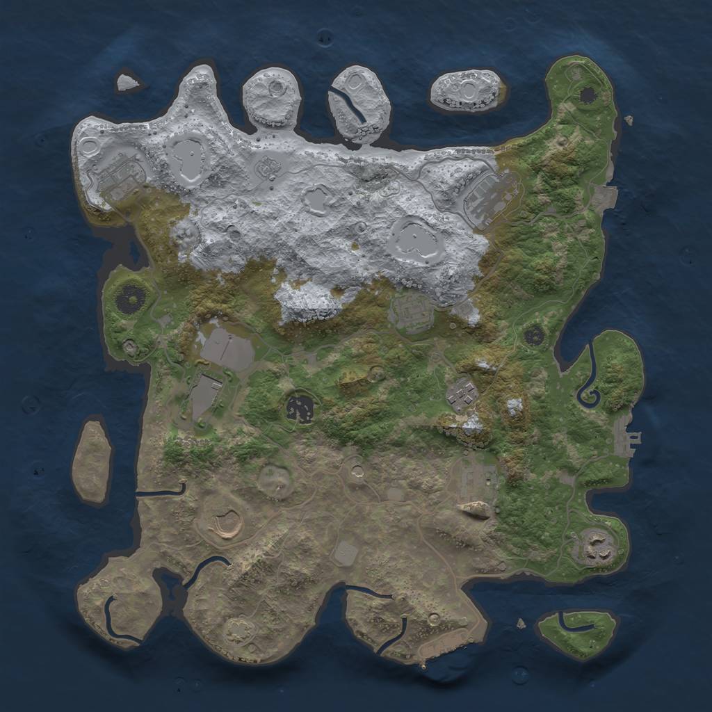 Rust Map: Procedural Map, Size: 3700, Seed: 478787275, 17 Monuments