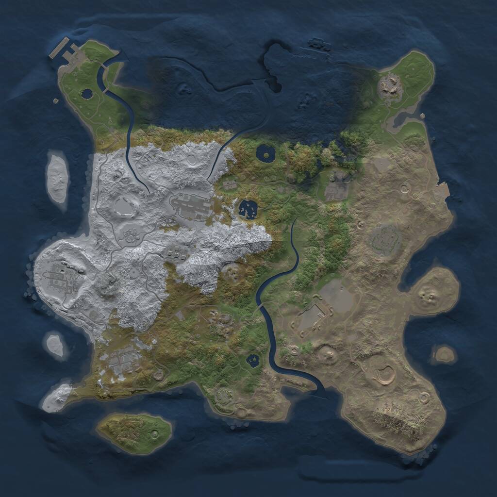 Rust Map: Procedural Map, Size: 3850, Seed: 29080380, 17 Monuments