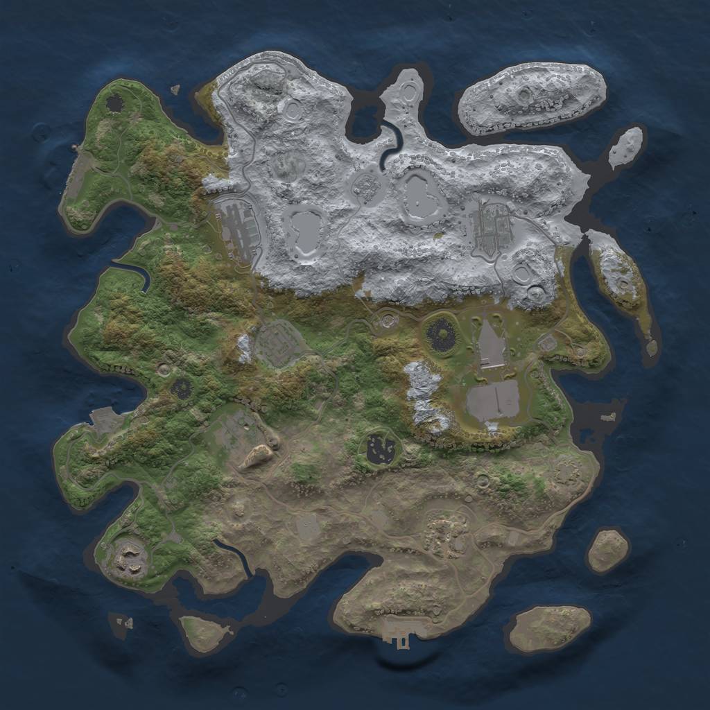 Rust Map: Procedural Map, Size: 3500, Seed: 409817302, 16 Monuments