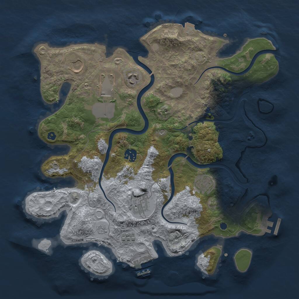 Rust Map: Procedural Map, Size: 3500, Seed: 75287964, 13 Monuments