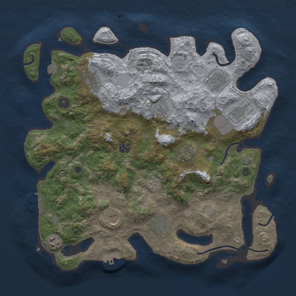 Rust Map: Procedural Map, Size: 3850, Seed: 1520224372, 18 Monuments