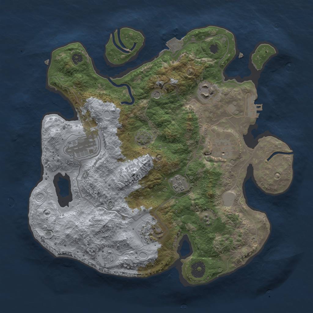 Rust Map: Procedural Map, Size: 3000, Seed: 17952, 12 Monuments