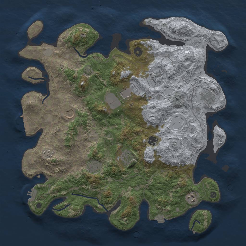 Rust Map: Procedural Map, Size: 4000, Seed: 453691732, 17 Monuments