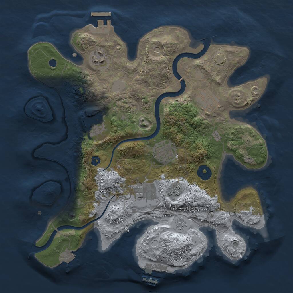Rust Map: Procedural Map, Size: 3000, Seed: 1227348388, 12 Monuments