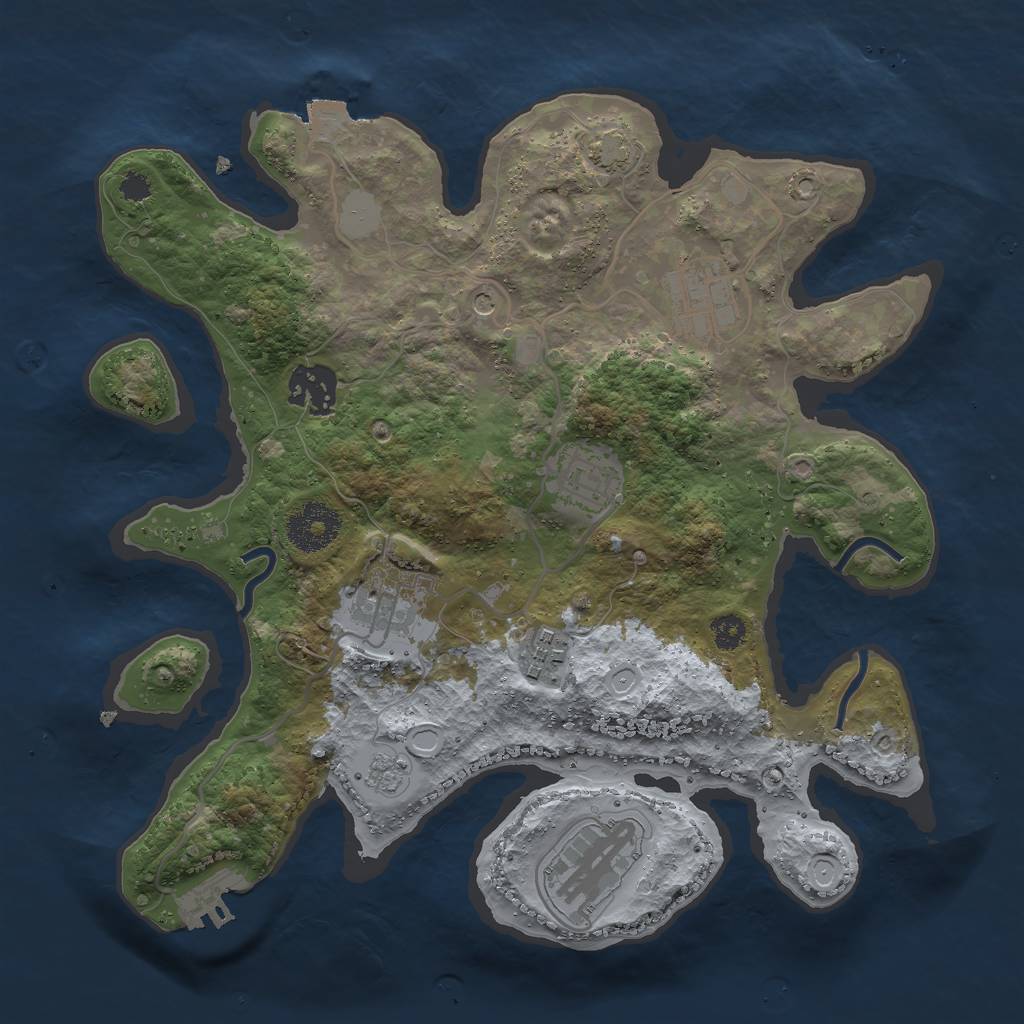 Rust Map: Procedural Map, Size: 3000, Seed: 1227348388, 13 Monuments