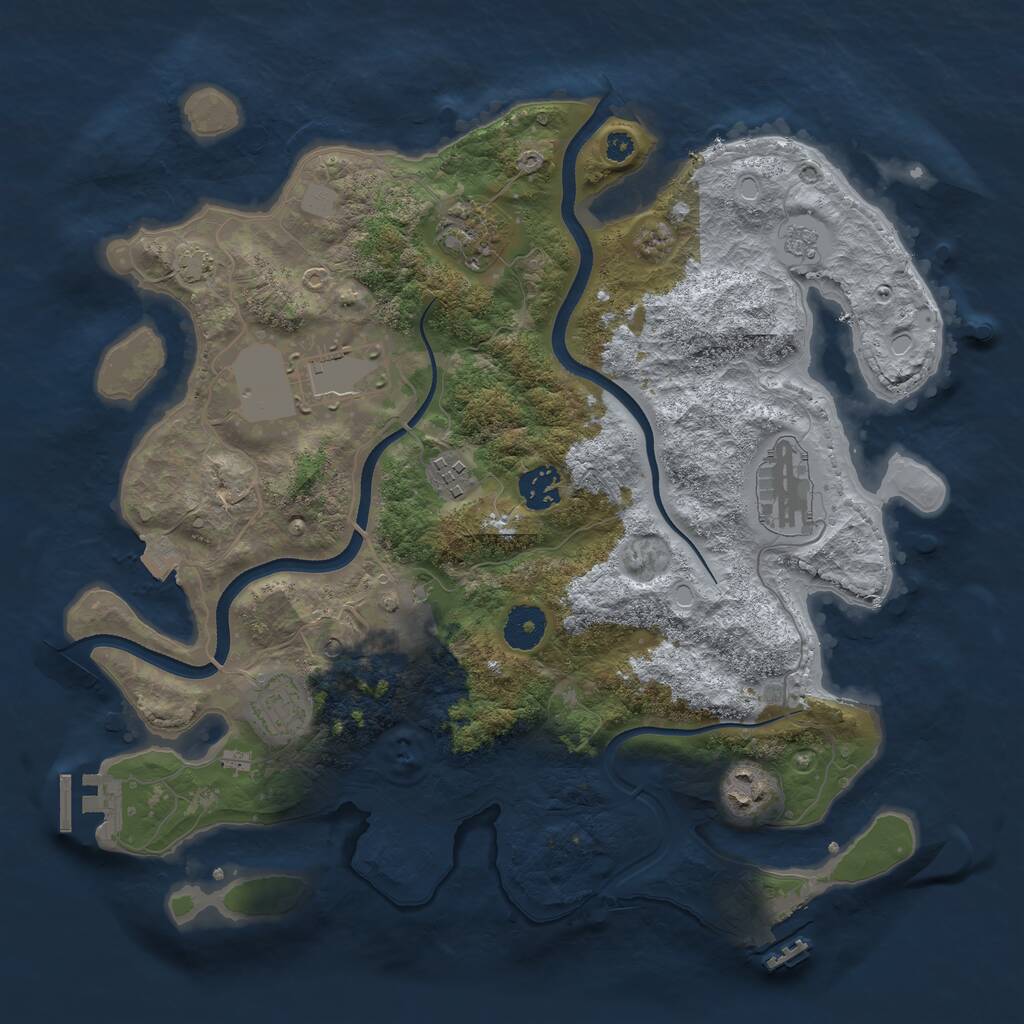 Rust Map: Procedural Map, Size: 3550, Seed: 16531871, 14 Monuments