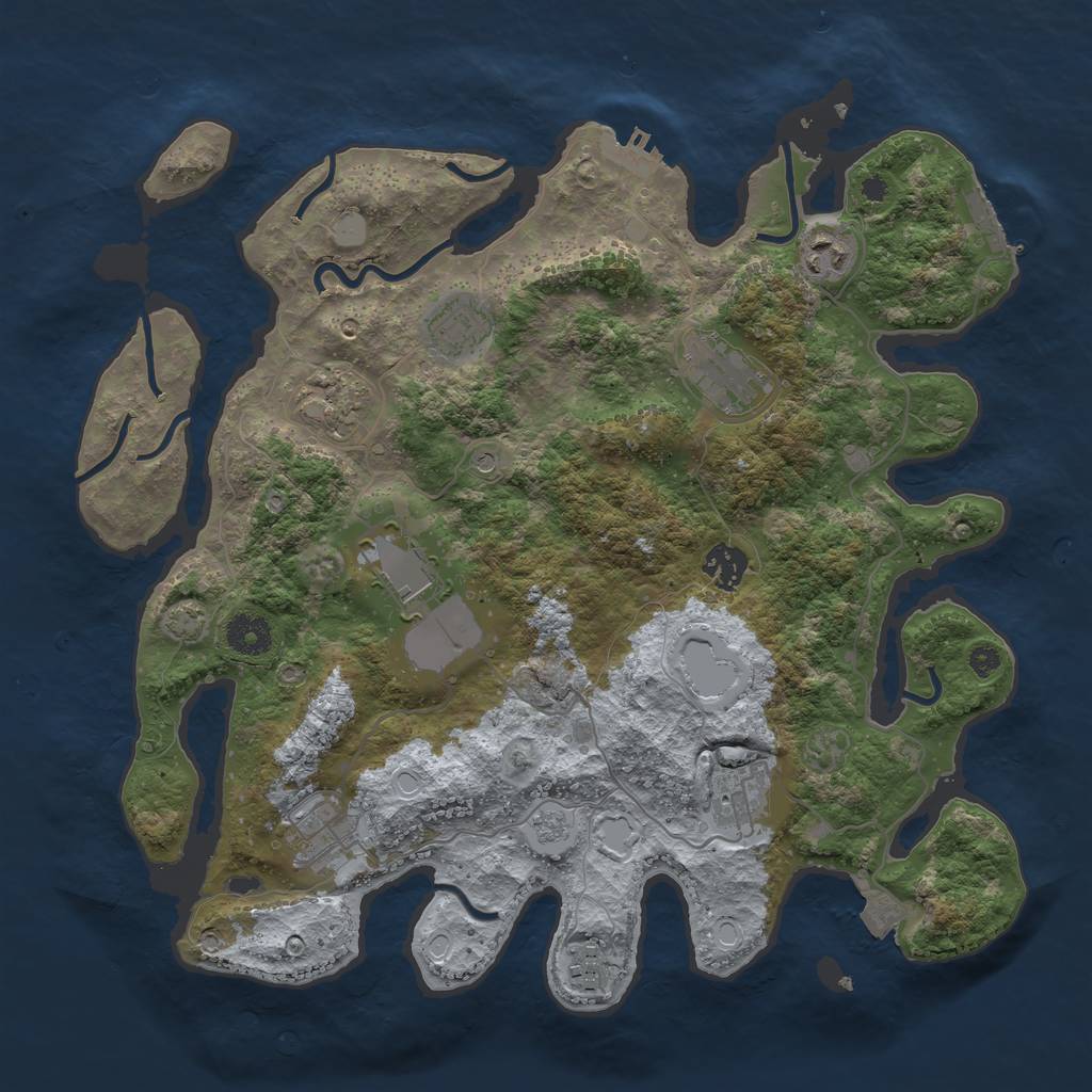 Rust Map: Procedural Map, Size: 3700, Seed: 86536828, 17 Monuments