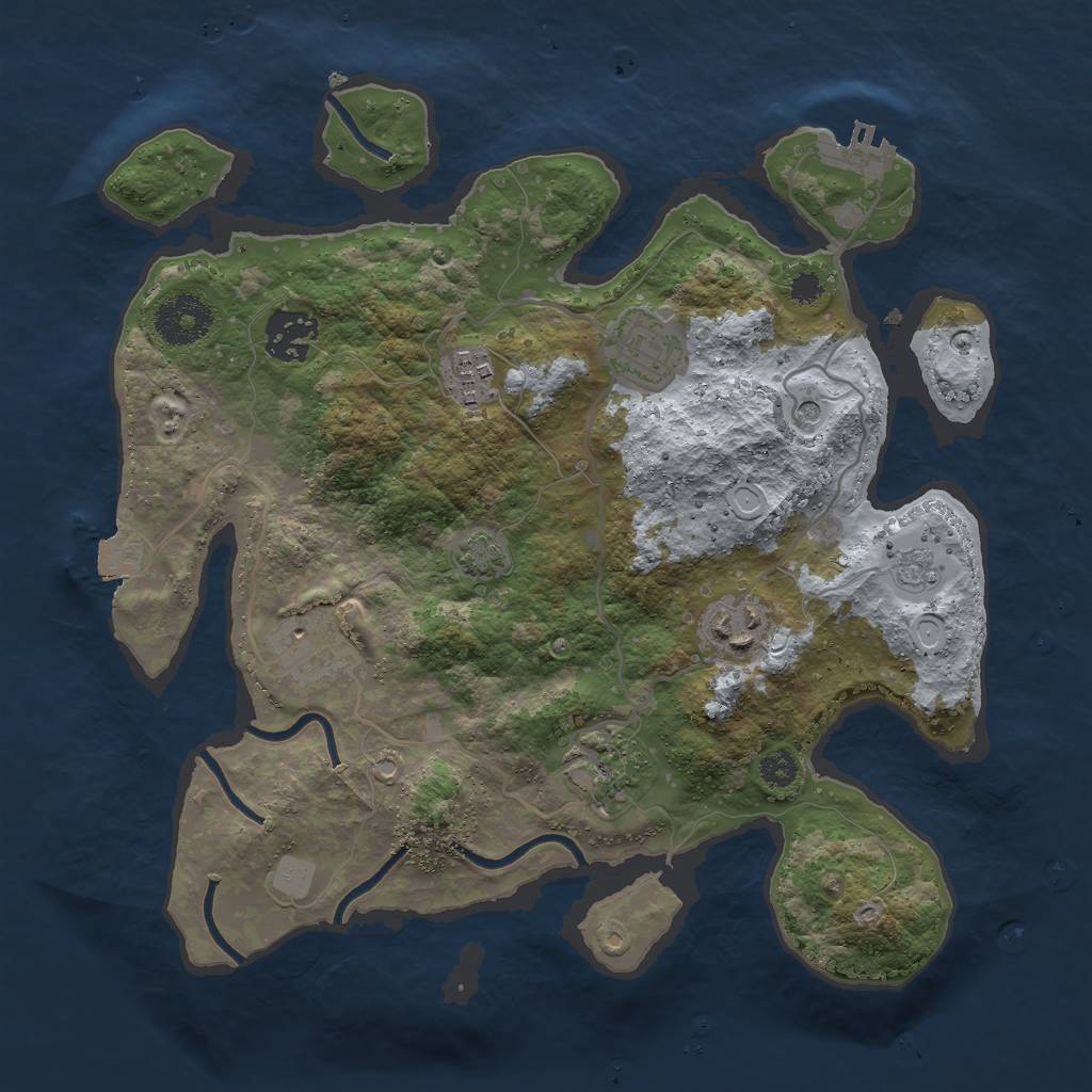 Rust Map: Procedural Map, Size: 3050, Seed: 849314358, 13 Monuments
