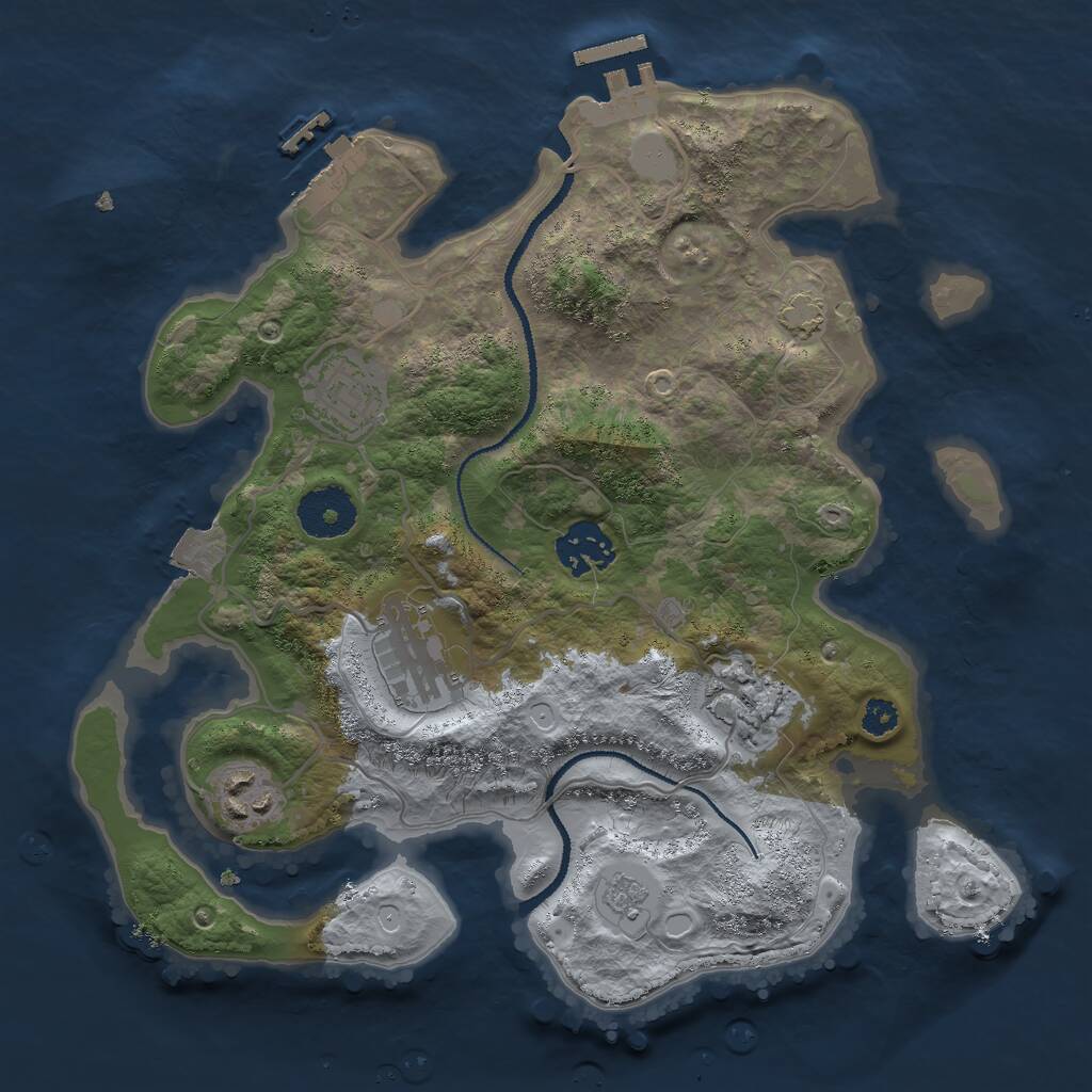 Rust Map: Procedural Map, Size: 3000, Seed: 36888, 10 Monuments