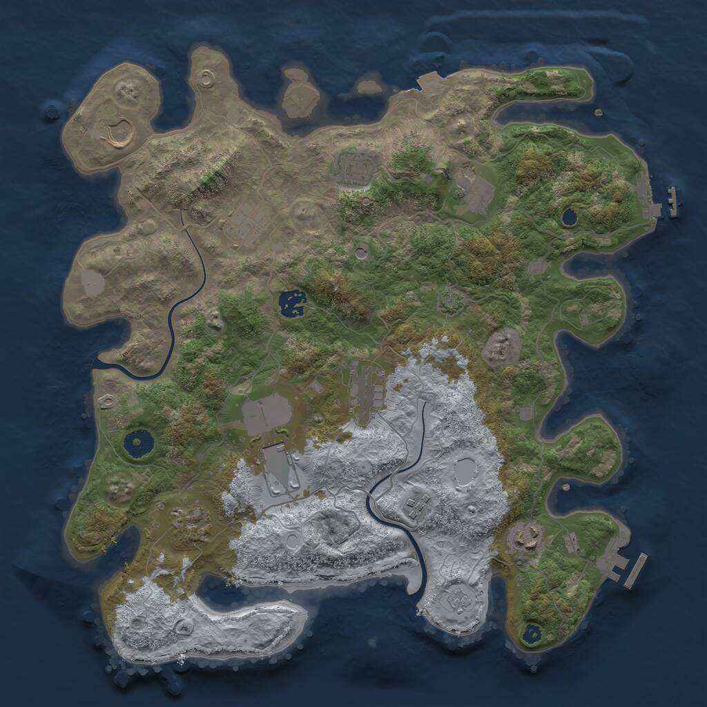 Rust Map: Procedural Map, Size: 3750, Seed: 547458597, 16 Monuments