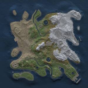 Thumbnail Rust Map: Procedural Map, Size: 3000, Seed: 1849623642, 10 Monuments