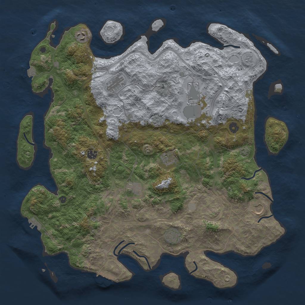 Rust Map: Procedural Map, Size: 4500, Seed: 444892062, 17 Monuments
