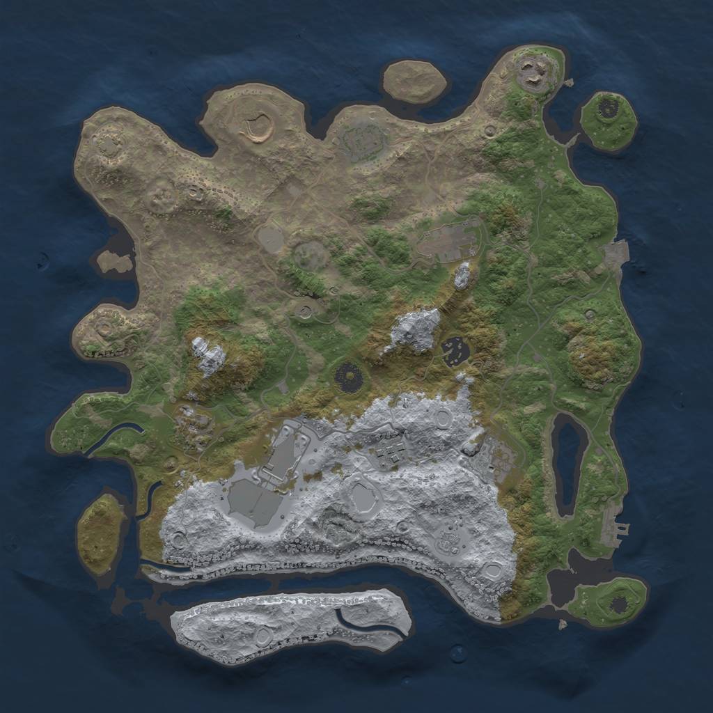 Rust Map: Procedural Map, Size: 3700, Seed: 179489619, 16 Monuments