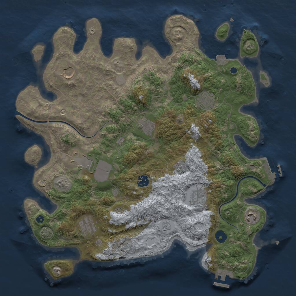 Rust Map: Procedural Map, Size: 3750, Seed: 889770081, 15 Monuments