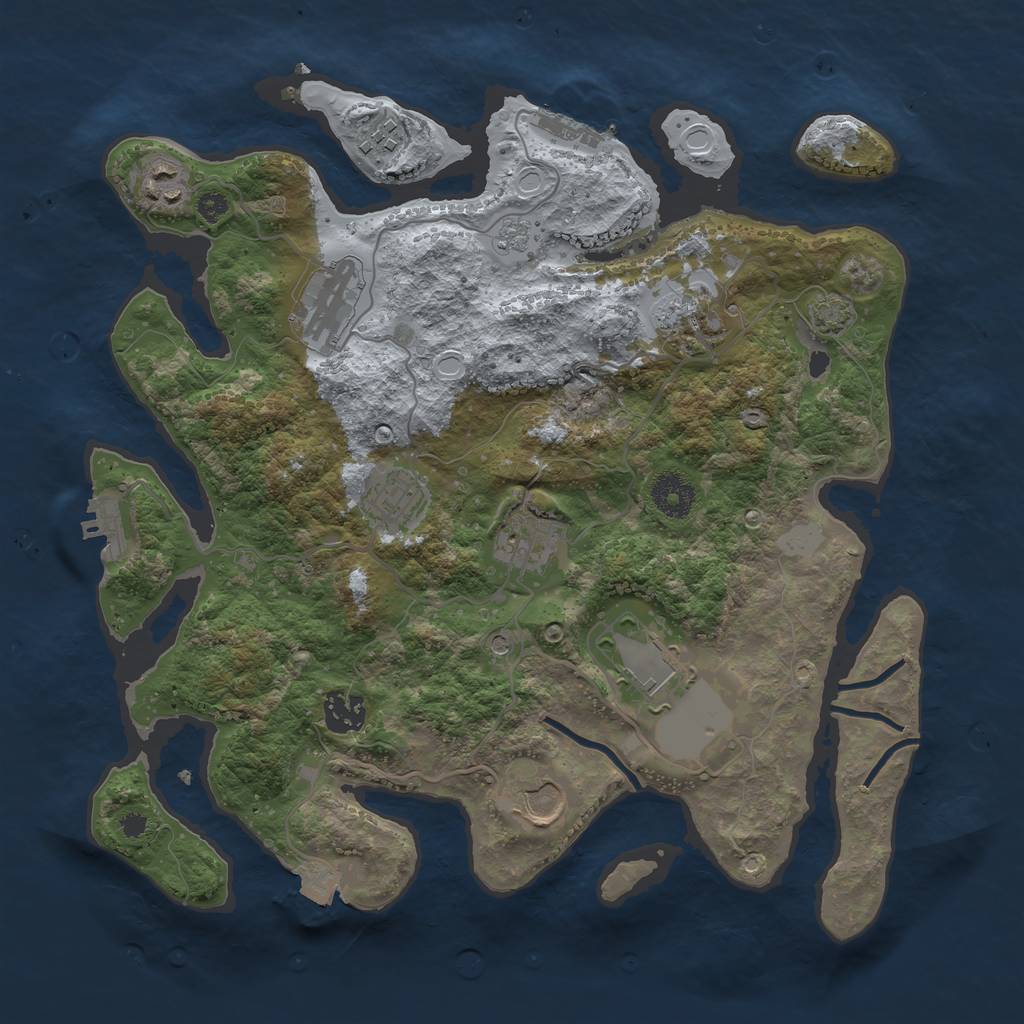 Rust Map: Procedural Map, Size: 3500, Seed: 530123149, 17 Monuments
