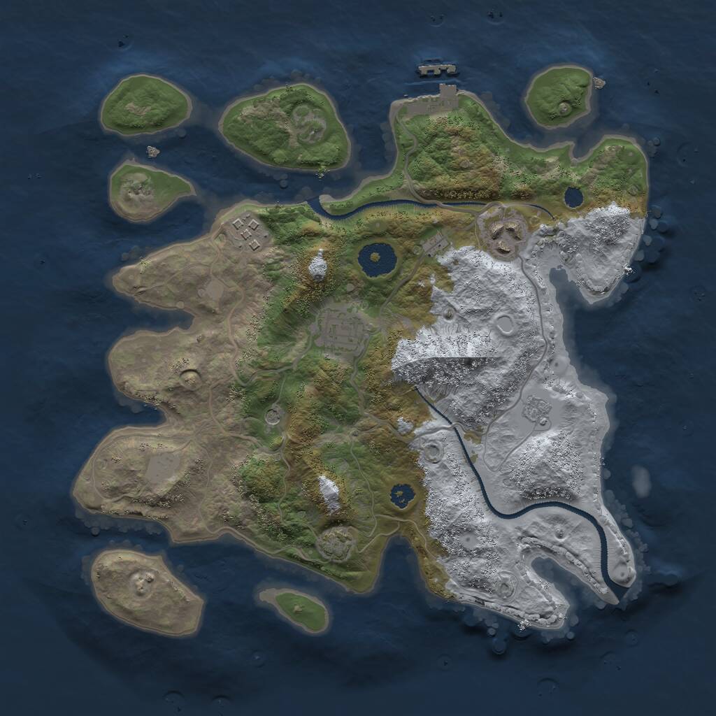 Rust Map: Procedural Map, Size: 3000, Seed: 1578898150, 8 Monuments