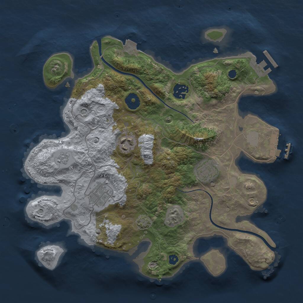 Rust Map: Procedural Map, Size: 3000, Seed: 25721, 10 Monuments