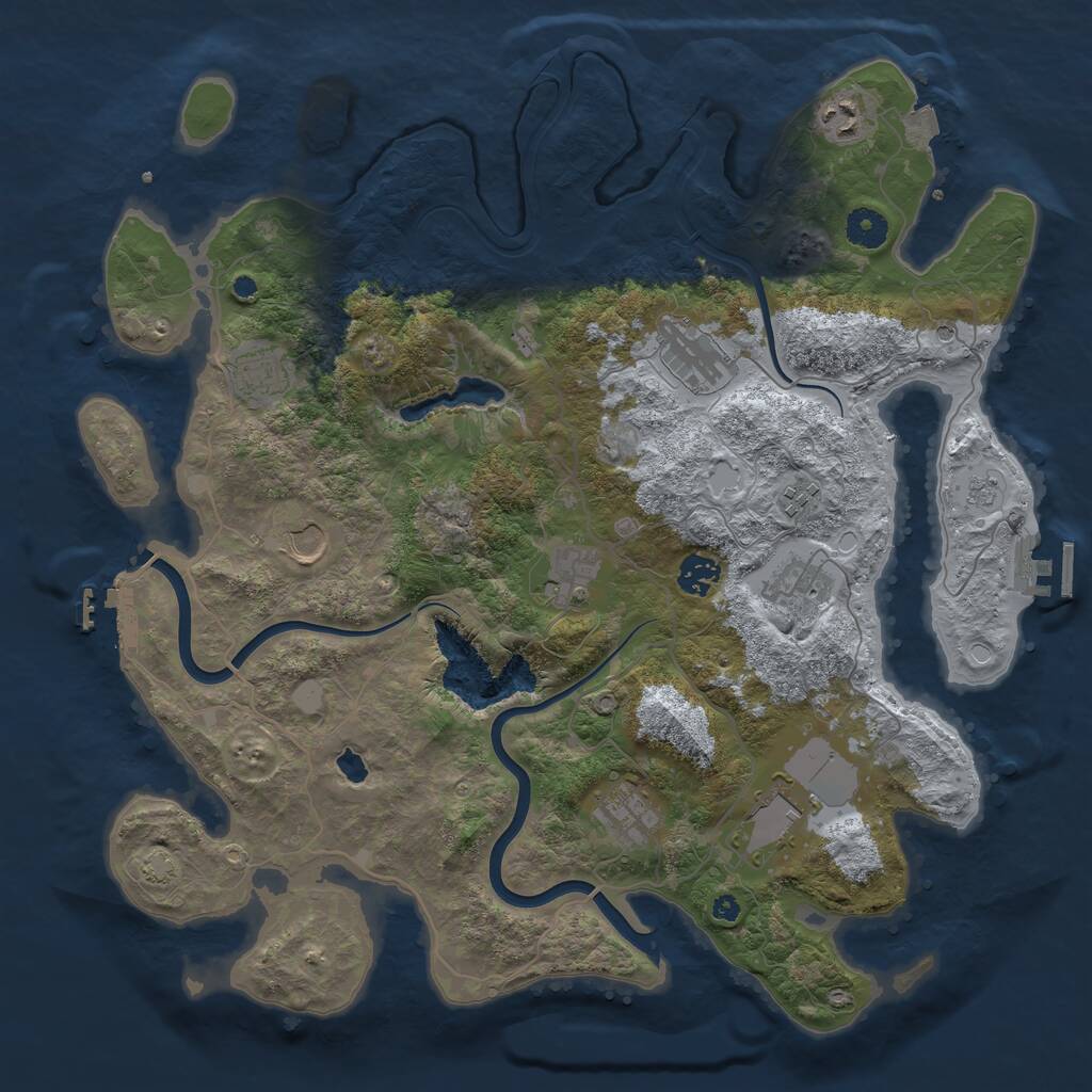 Rust Map: Procedural Map, Size: 4000, Seed: 20230912, 16 Monuments