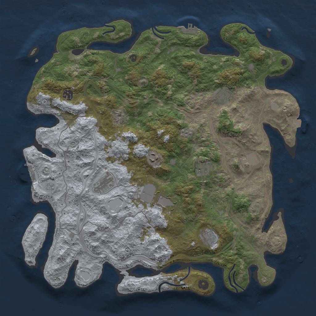Rust Map: Procedural Map, Size: 4500, Seed: 116456573, 17 Monuments