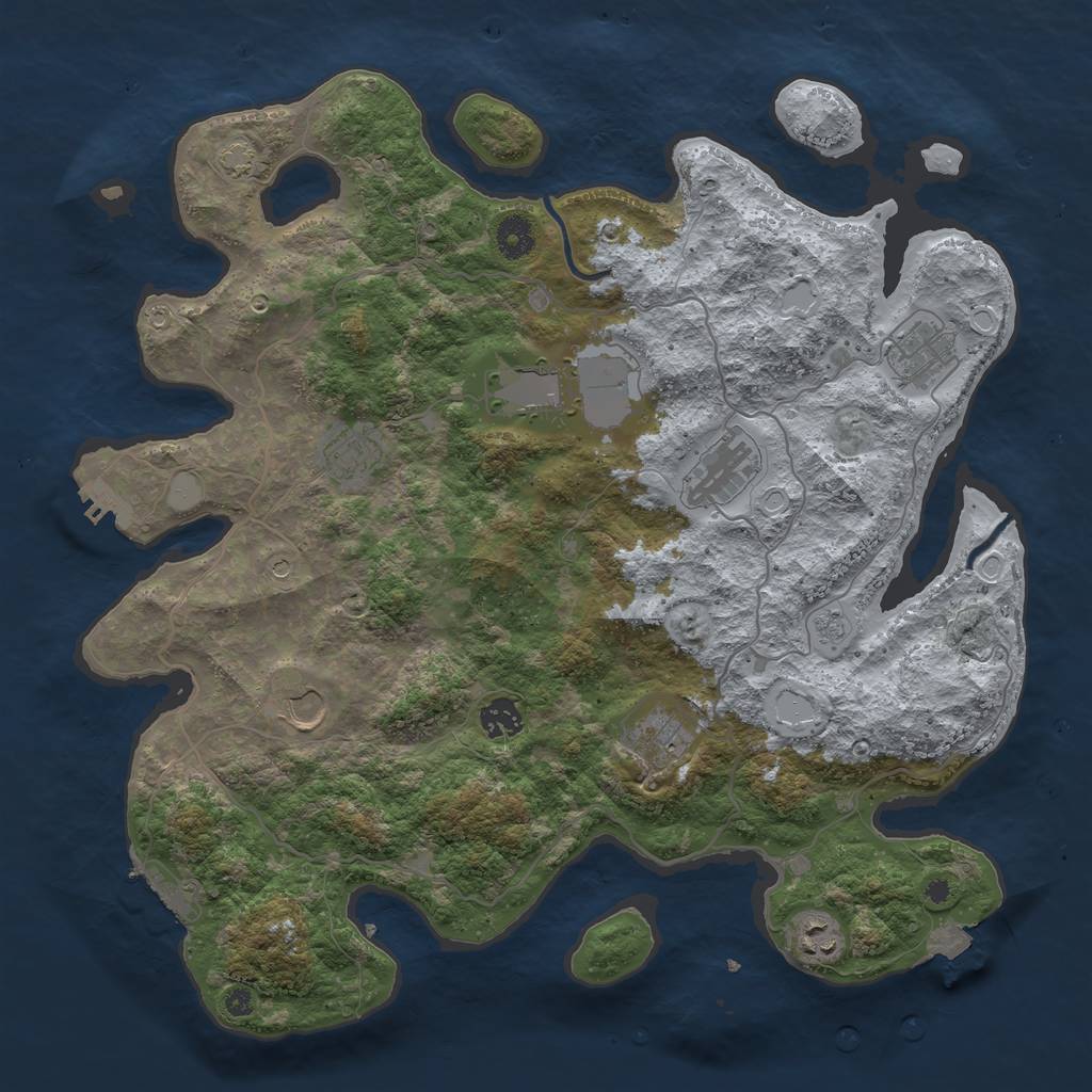 Rust Map: Procedural Map, Size: 4000, Seed: 1217719746, 16 Monuments