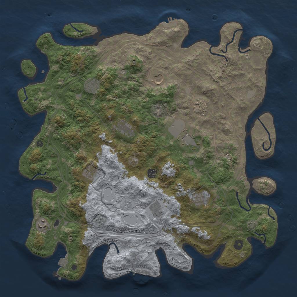 Rust Map: Procedural Map, Size: 4500, Seed: 589016106, 19 Monuments