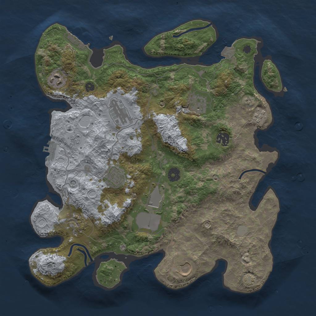 Rust Map: Procedural Map, Size: 3500, Seed: 467, 17 Monuments