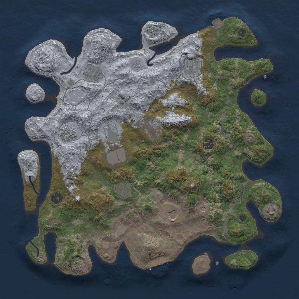 Rust Map: Procedural Map, Size: 4000, Seed: 51960135, 17 Monuments