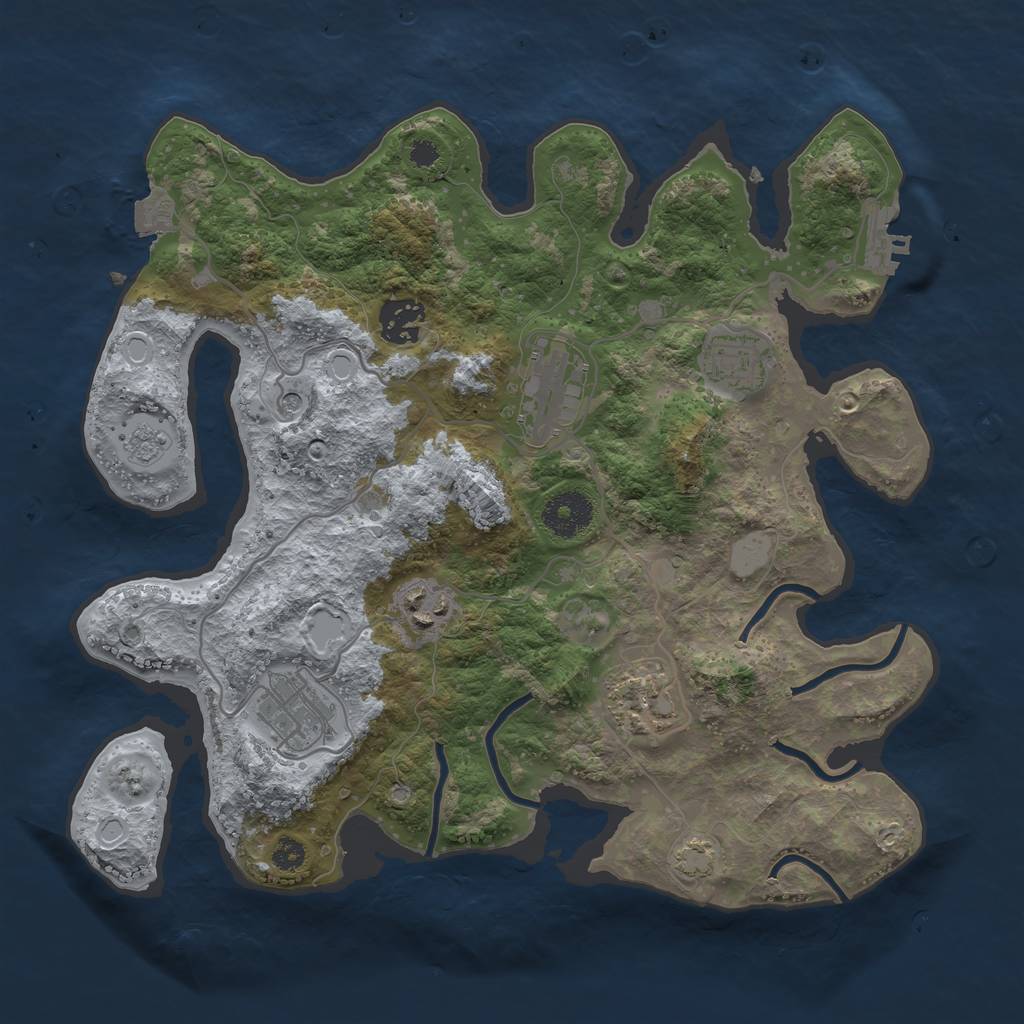 Rust Map: Procedural Map, Size: 3250, Seed: 921573667, 13 Monuments