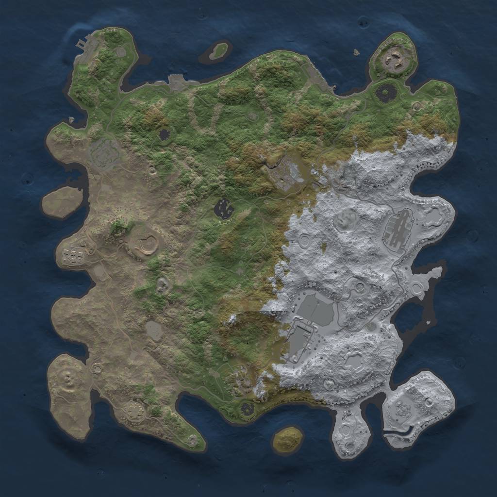 Rust Map: Procedural Map, Size: 3800, Seed: 1837476497, 17 Monuments