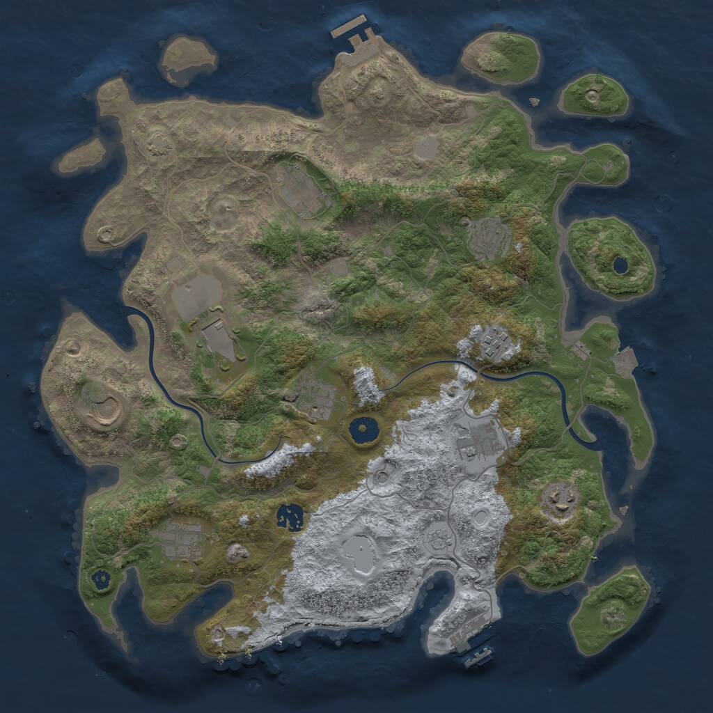 Rust Map: Procedural Map, Size: 3800, Seed: 948269174, 16 Monuments
