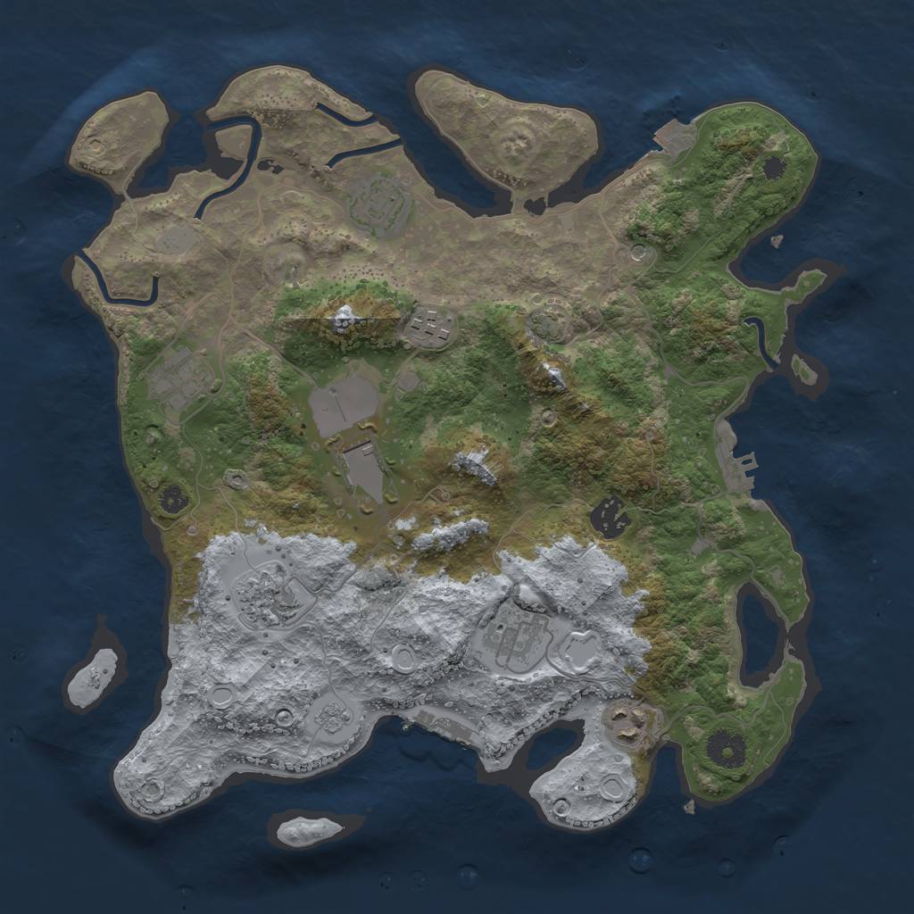 Rust Map: Procedural Map, Size: 3500, Seed: 621341515, 16 Monuments