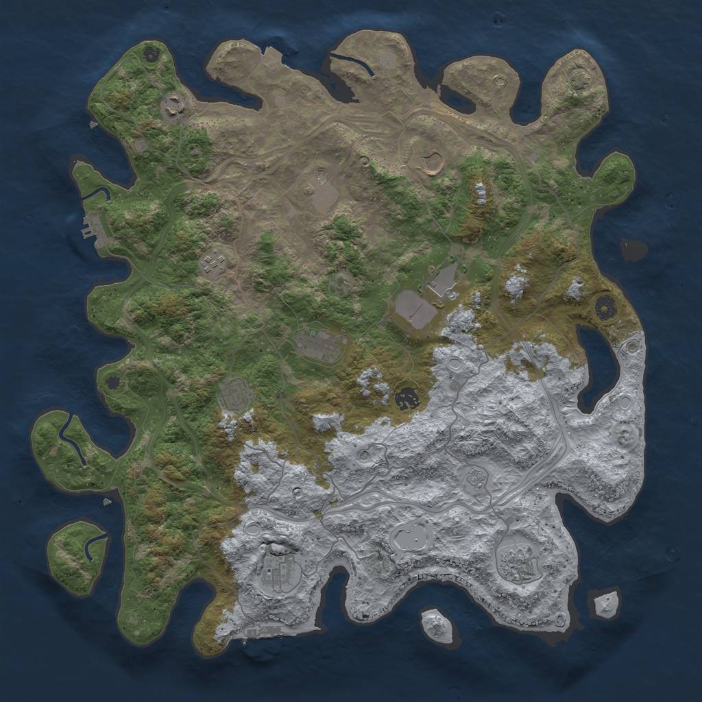 Rust Map: Procedural Map, Size: 4500, Seed: 932352806, 18 Monuments