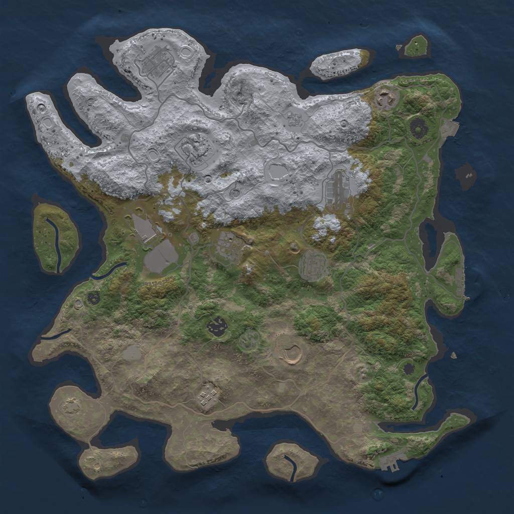 Rust Map: Procedural Map, Size: 4000, Seed: 65354584, 18 Monuments