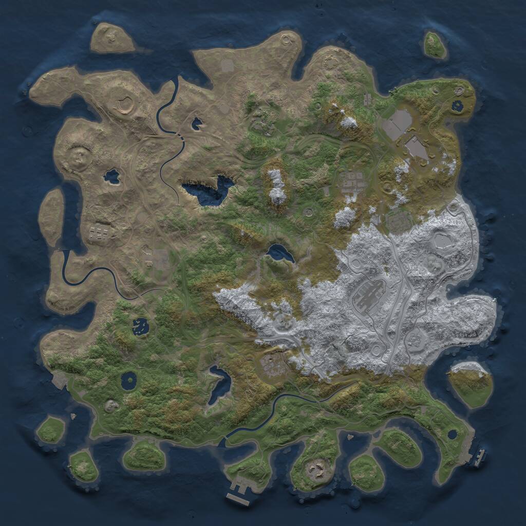 Rust Map: Procedural Map, Size: 4500, Seed: 350601730, 17 Monuments