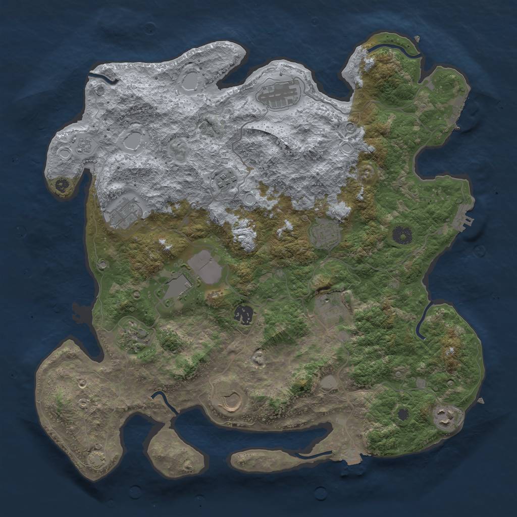 Rust Map: Procedural Map, Size: 3950, Seed: 88096421, 18 Monuments