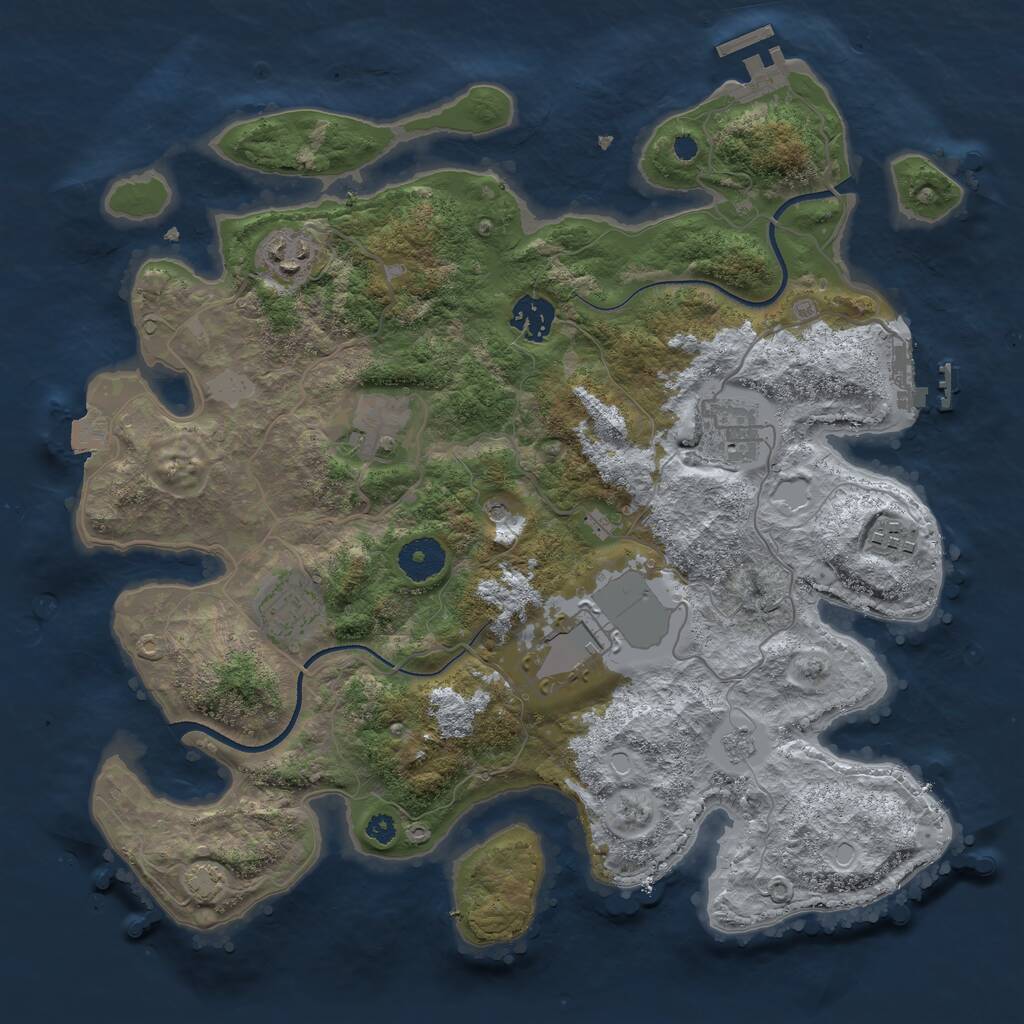 Rust Map: Procedural Map, Size: 3500, Seed: 12638376, 13 Monuments