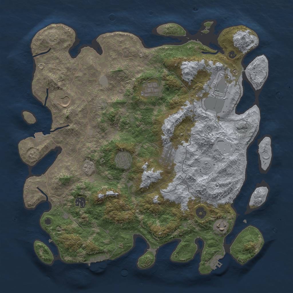 Rust Map: Procedural Map, Size: 4000, Seed: 45768, 16 Monuments