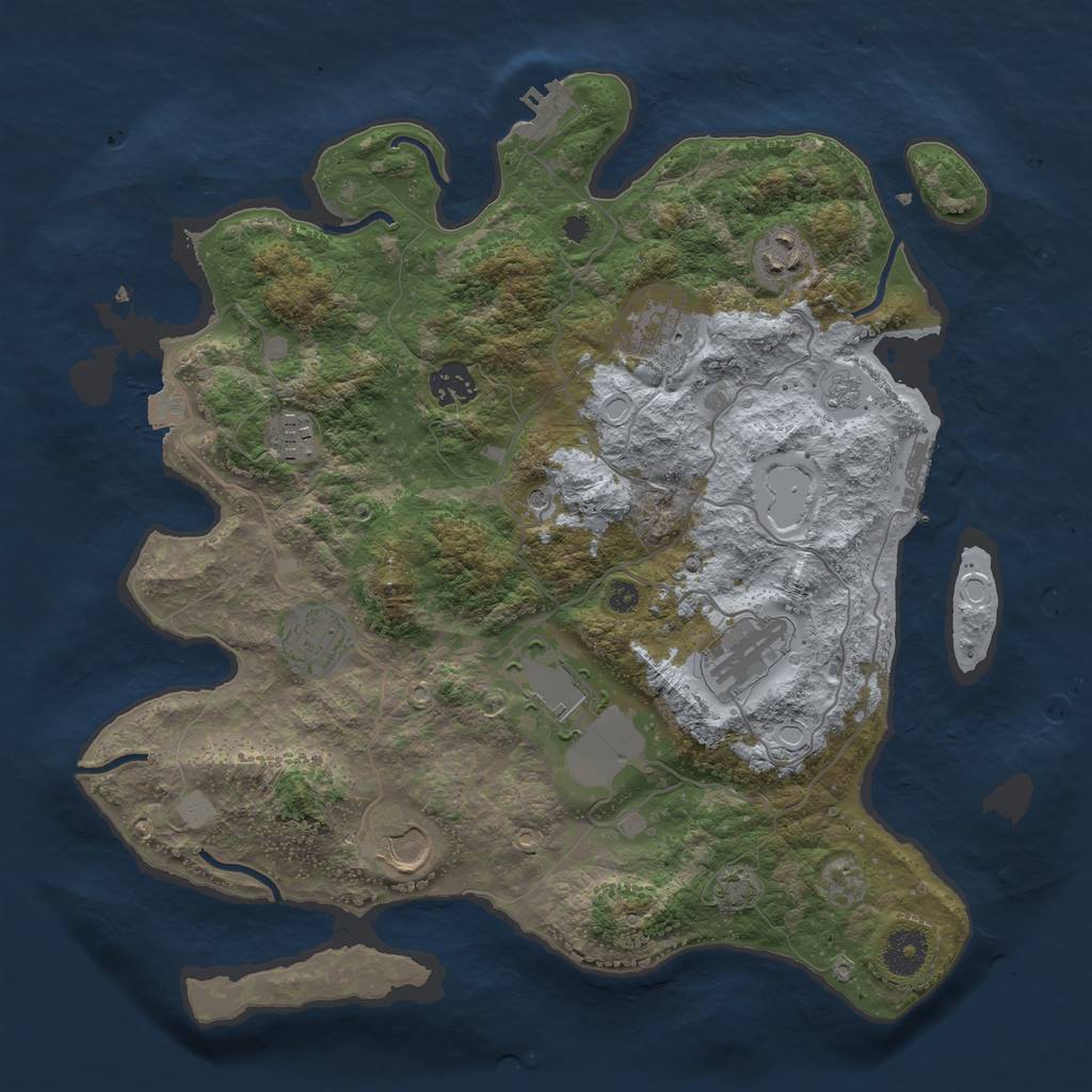 Rust Map: Procedural Map, Size: 3600, Seed: 20446511, 16 Monuments