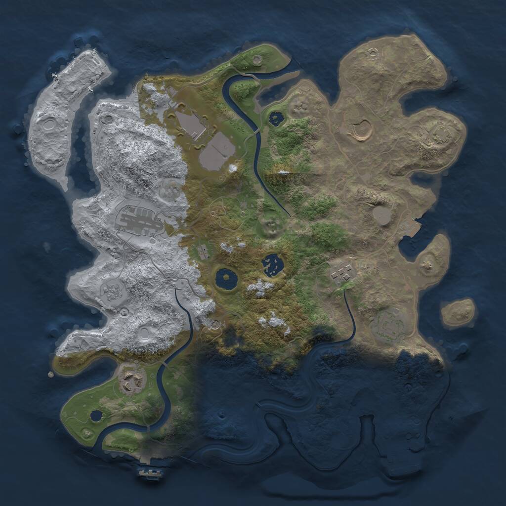 Rust Map: Procedural Map, Size: 3500, Seed: 55963581, 13 Monuments